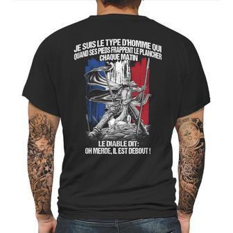 Je Suis Le Type Dhomme Qui Quand Ses Pieds Frappent Le Lancher Chaque Matin Le Diable Dit Oh Merde Il Est Debout Mens Back Print T-shirt | Favorety UK