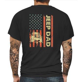 Jeep Dad Patriotic American Flag Fathers Day 4Th Of July Mens Back Print T-shirt | Favorety