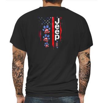 Jeep Dog Paw Print American Flag 4Th Of July Pet Car Lover Gift Mens Back Print T-shirt | Favorety AU