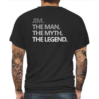 Jim The Man Myth Legend Mens Back Print T-shirt | Favorety