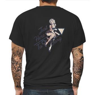 Just Here To Bang Funny Pin Up Model Usa Graphic Mens Back Print T-shirt | Favorety