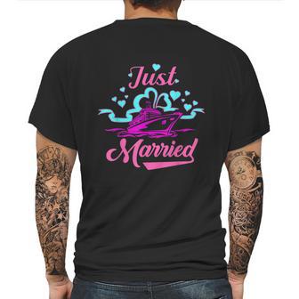 Just Married Newlyweds Cruise Honeymoon Graphic Design Printed Casual Daily Basic Mens Back Print T-shirt | Favorety AU