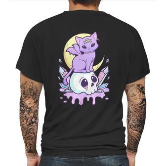 Kawaii Pastel Goth Cute Creepy Witchy Cat And Skull V5 Mens Back Print T-shirt | Favorety DE