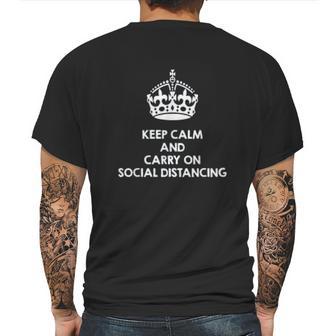 Keep Calm And Carry On Social Distancing Mens Back Print T-shirt | Favorety UK