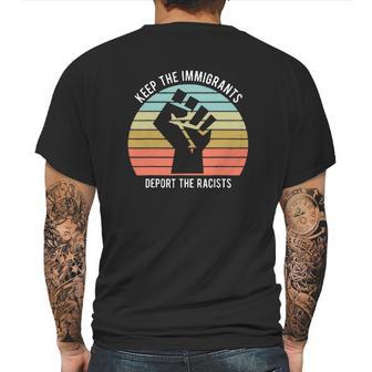 Keep The Immigrants Deport The Racists The Fist Vintage Shirt Mens Back Print T-shirt | Favorety DE