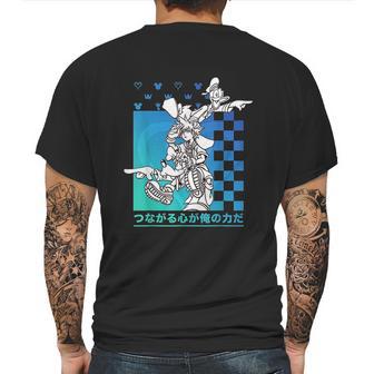 Kingdom Hearts Sora Donald Goofy Kanji Checkerboard Mens Back Print T-shirt | Favorety CA