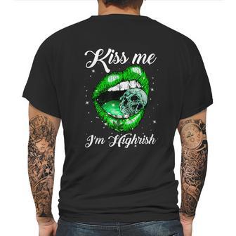 Kiss Me Im Highrish Cannabis Lips Weed Love Lips Cannabis Graphic Design Printed Casual Daily Basic Mens Back Print T-shirt | Favorety UK