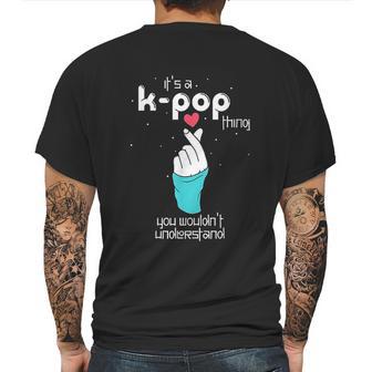 Korean Style Finger Heart Hand Symbol Pop Music Lover K Pop Mens Back Print T-shirt | Favorety DE