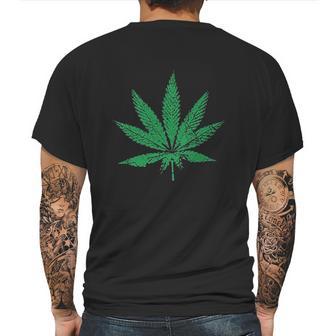 Leaf Faded And Distressed Pot Leaf Mens Back Print T-shirt | Favorety