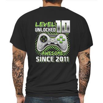 Level 10 Unlocked Awesome 2011 Video Game 10Th Birthday Gift Green Mens Back Print T-shirt | Favorety