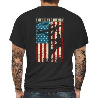 Line American Flag Electric Cable Gift Patriotic Line Gift Mens Back Print T-shirt | Favorety CA