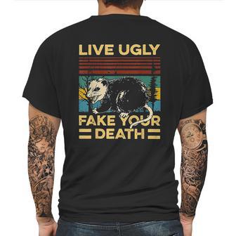 Live Ugly Fake Your Death Funny Vintage Opossum Mens Back Print T-shirt | Favorety DE