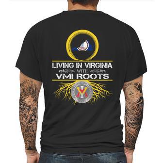 Living In Virginia With Vmi Roots Mens Back Print T-shirt | Favorety