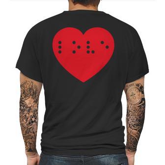 Love In Braille Inside Big Red Heart Uncontracted Valentine Mens Back Print T-shirt | Favorety DE