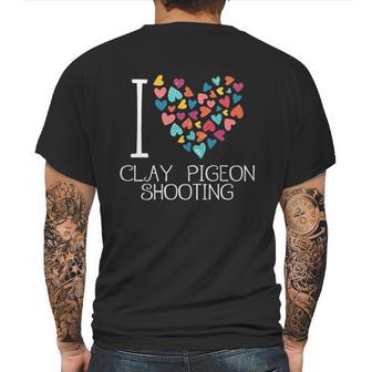 I Love Clay Pigeon Shooting Colorful Hearts Mens Back Print T-shirt | Favorety UK