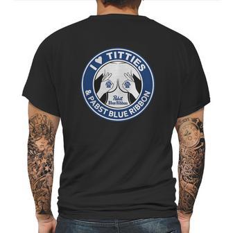 I Love Titties And Pabst Blue Ribbon Mens Back Print T-shirt | Favorety AU