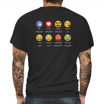 I Love Volleyball Funny Emoji Emoticons Graphic Mens Back Print T-shirt | Favorety CA