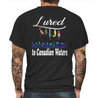 Lured To Canadian Waters Fishing Fisherman Mens Back Print T-shirt | Favorety