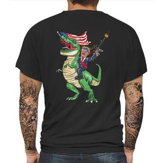 Machine Gun Trump On Rex Dinosaur With American Flag Graphic Design Printed Casual Daily Basic Mens Back Print T-shirt | Favorety UK