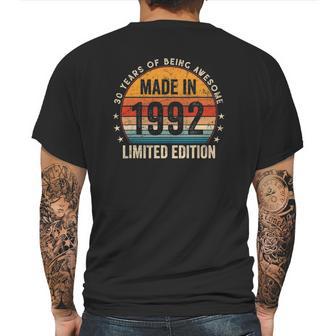 Made In 1992 30 Birthday Gifts 30 Years Old Vintage Mens Back Print T-shirt | Favorety CA