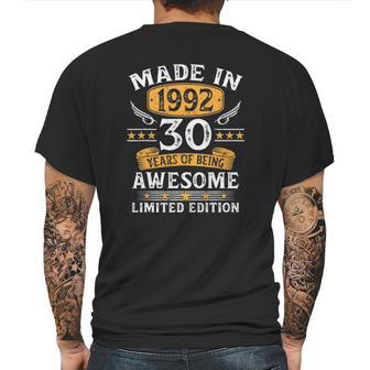 Made In 1992 30 Years Old Gifts 30Th Birthday Gift For Men Mens Back Print T-shirt | Favorety DE