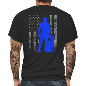 Male K9 Officer Blue Line Flag For K9 Handlers Mens Back Print T-shirt | Favorety