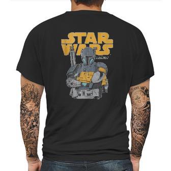 The Mandalorian Mando Battle Mens Back Print T-shirt | Favorety