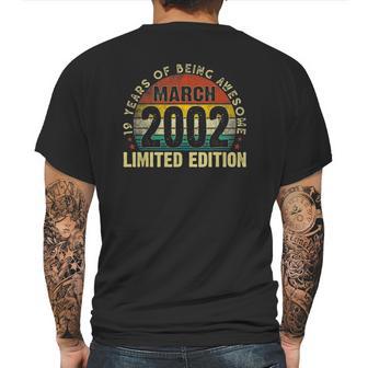 March 2002 Limited Edition 19Th Birthday 19 Years Old Gifts Mens Back Print T-shirt | Favorety AU