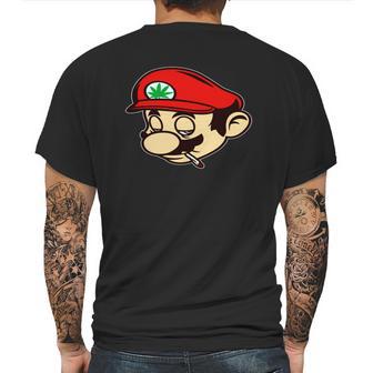 Mario Smoking Marijuana Weed Mario Mens Back Print T-shirt | Favorety