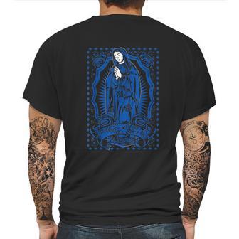 Mary Guadalupe Blue Tattoo Mexico Art Mens Back Print T-shirt | Favorety CA