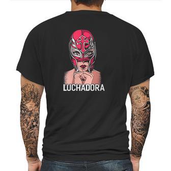 Mexican Female Wrestler Chingona Lucha Libre Luchadora Mens Back Print T-shirt | Favorety