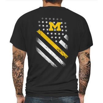 Michigan Wolverines Flag Mens Back Print T-shirt | Favorety