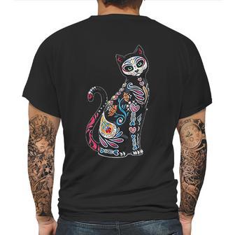 Mosaic Skull Day Of The Dead Cat Art Gift Mens Back Print T-shirt | Favorety UK