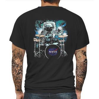 Nasa Space Drum Playing Astronaut Mens Back Print T-shirt | Favorety AU