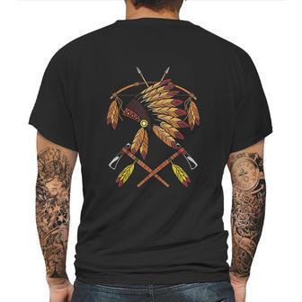 Native American War Bonnet Bow Arrows Feathers And Tomahawk Mens Back Print T-shirt | Favorety AU