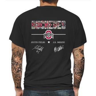 Ohio State Buckeyes Justin Fields And Jk Dobbins Signatures Shirt Mens Back Print T-shirt | Favorety DE