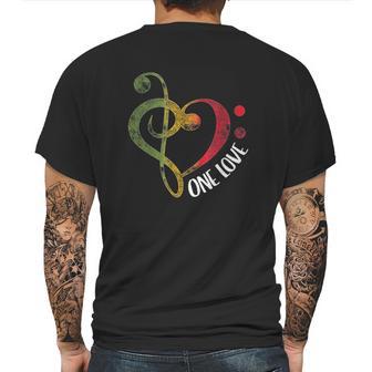 One Love Treble Bass Clef Heart Reggae Musician Mens Back Print T-shirt | Favorety UK