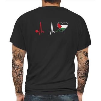 Palestine Flag Proud Palestinian Heartbeat Mens Back Print T-shirt | Favorety AU