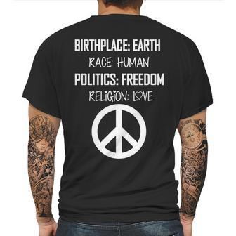 Peace Race Religion Politics Mens Back Print T-shirt | Favorety