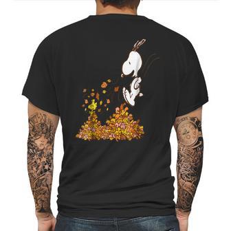 Peanuts Snoopy Jumping Into Leaf Autumn Shirt Mens Back Print T-shirt | Favorety UK