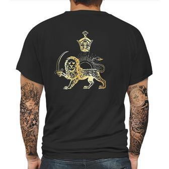 Persian Flag Iranian Lion Sun And Crown Mens Back Print T-shirt | Favorety CA