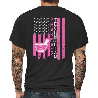 Pharmacy Technician American Flag Mens Back Print T-shirt | Favorety