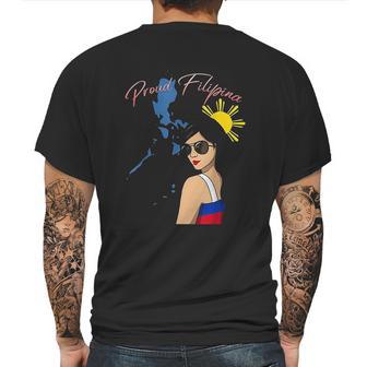 Philippines Pinay Filipina Pride Proud Flag Woman Girl Sun Mens Back Print T-shirt | Favorety