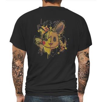 Pikachu And Eevee Lets Go Mens Back Print T-shirt | Favorety