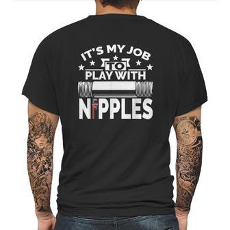 Play With Nipples Mens Back Print T-shirt | Favorety