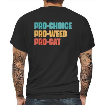 Pro Choice Pro Weed Pro Cat Retro Vintage Mens Back Print T-shirt | Favorety