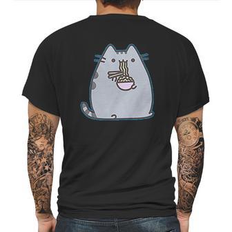 Pusheen The Cat Eating Noodles Mens Back Print T-shirt | Favorety DE