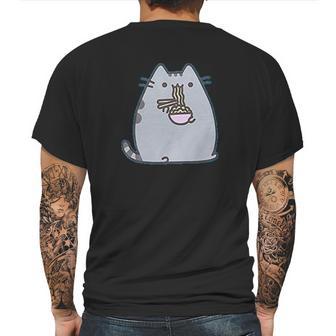 Pusheen The Cat Eating Noodles Juniors Mens Back Print T-shirt | Favorety UK