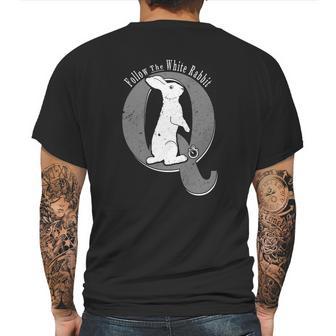 Q Anon T-Shirt Follow The White Rabbit Pocket Watch Wwg1wga Mens Back Print T-shirt | Favorety