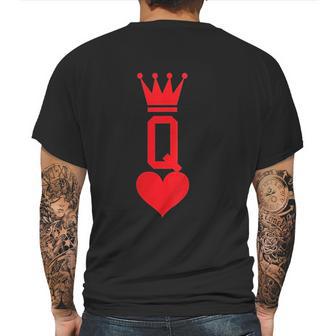 Queen Of Hearts Gift Playing Card Halloween Costume Mens Back Print T-shirt | Favorety